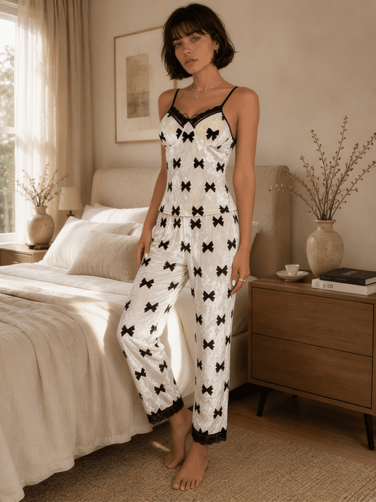 Butterfly Print Camisole Pyjama Set with Long Trousers - Comet Lore