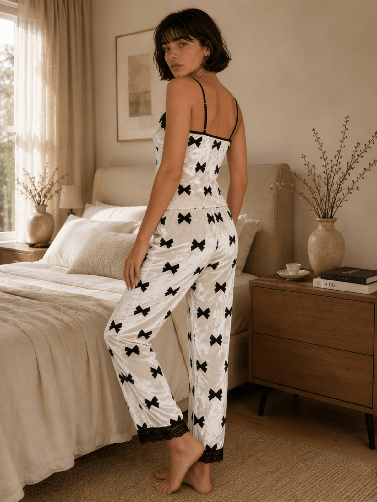 Butterfly Print Camisole Pyjama Set with Long Trousers